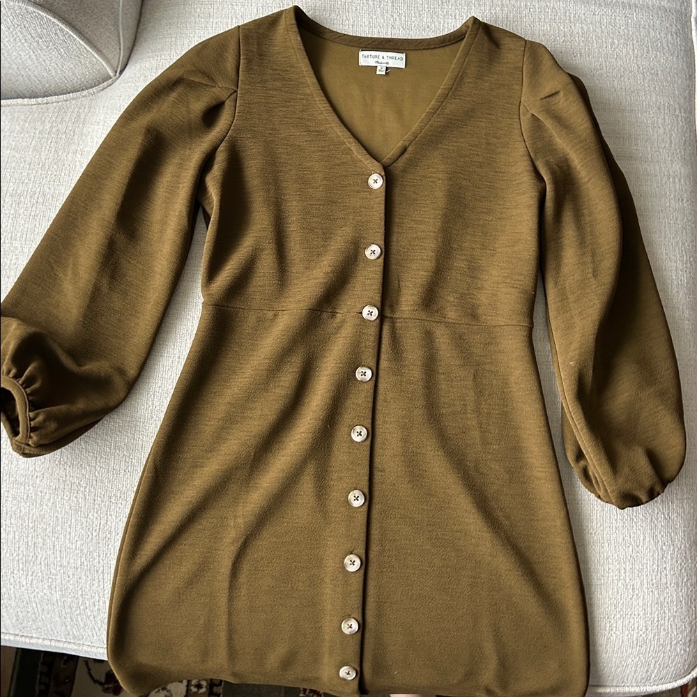 Madewell Olive Green Button-Up Dress